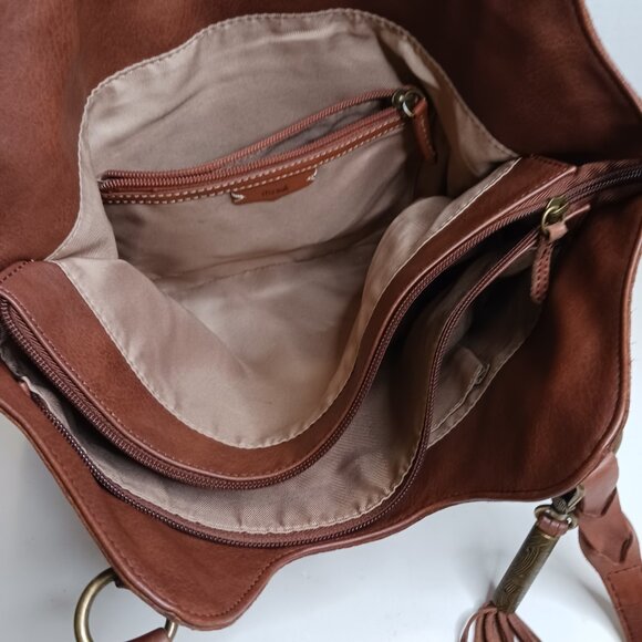 The Sak Women's Sierra Leather Tote Brown Shoulder Bag - Picture 7 of 15